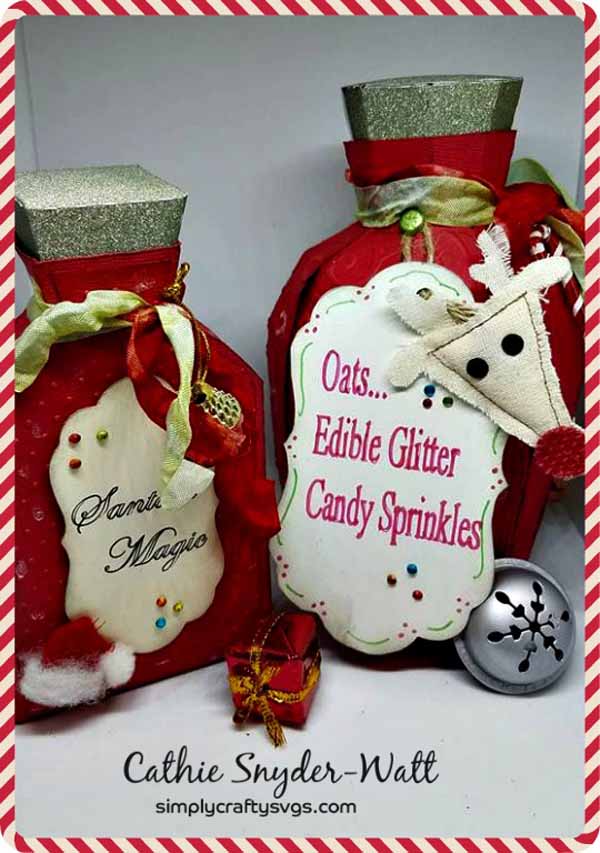 Christmas version of the of the Apothecary Bottle Set.  They are reindeer food bottles with edible glitter candy sprinkles! 
