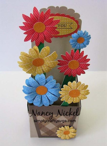 Spring Flower Pot Box Card SVG