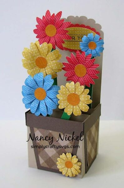 Spring Flower Pot Box Card SVG