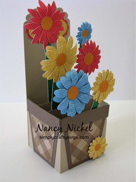 Spring Flower Pot Box Card SVG