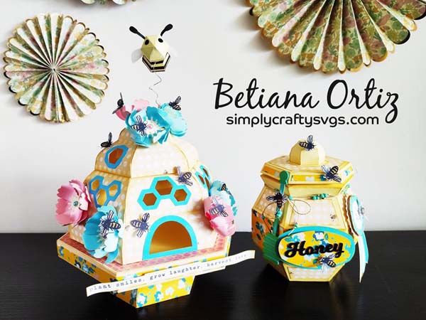 Bee HIve and Honey Jar by Betiana