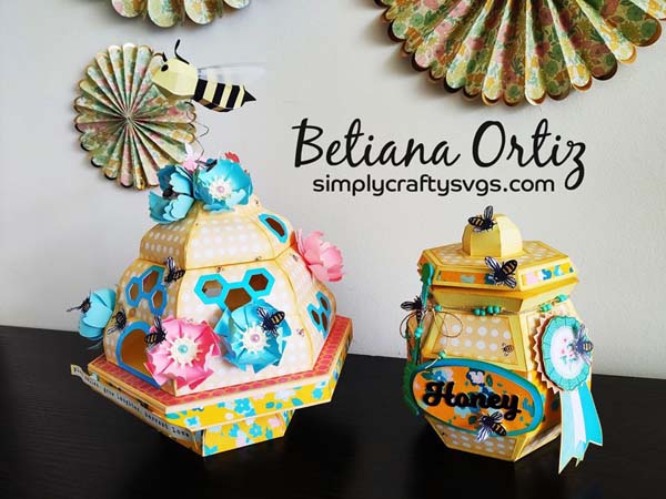 Bee HIve and Honey Jar by Betiana
