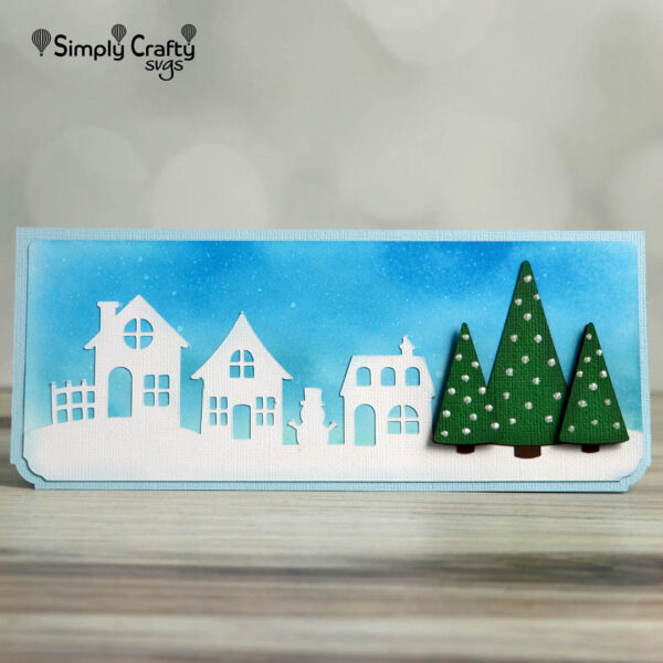 Christmas Village Slimline Card SVG
