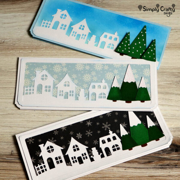 Christmas Village Slimline Card SVG