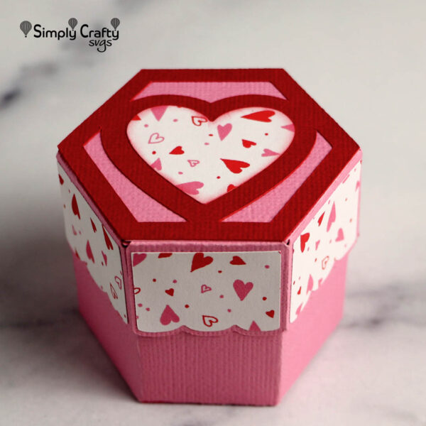 Hexagon Heart Valentine's Box SVG