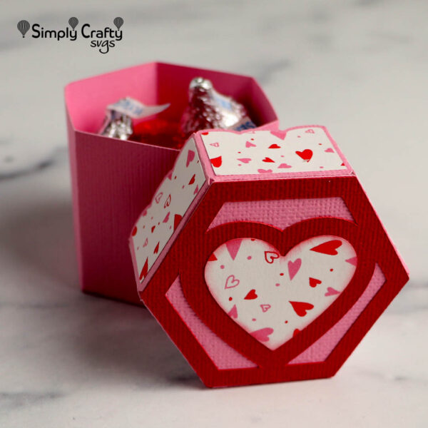 Hexagon Heart Valentine's Box SVG