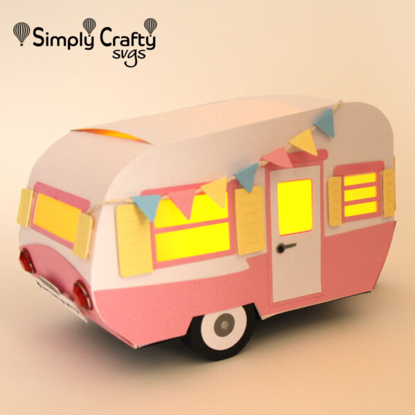 3D Vintage Camper with Banner SVG