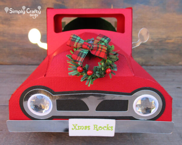 3D Vintage Red Truck SVG with Christmas Tree