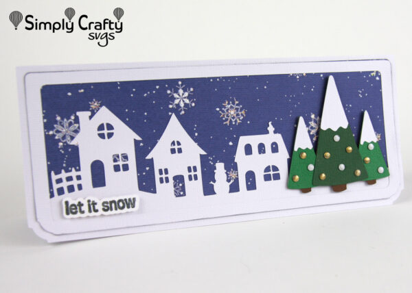 Christmas Village Slimline Card SVG File