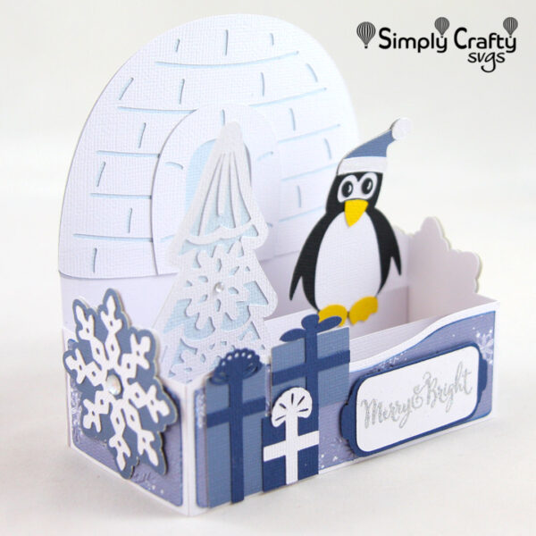 Penguin Christmas Box Card SVG File