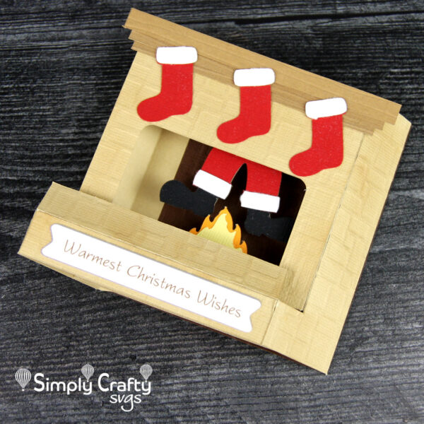 Santa in Fireplace Card SVG File