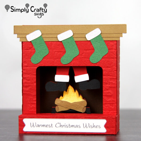 Santa in Fireplace Card SVG File