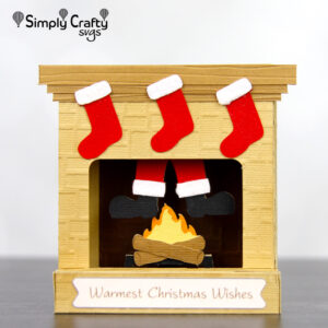 Santa in Fireplace Card SVG File