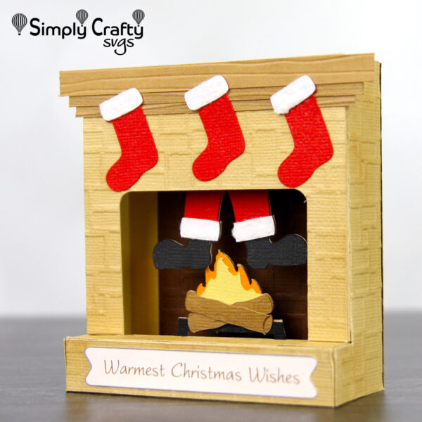 Santa in Fireplace Card SVG File