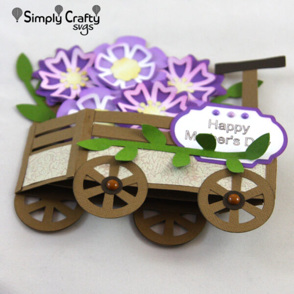 Wagon of Flowers Box Card SVG File