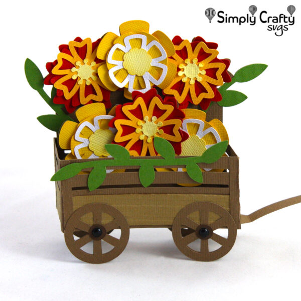 Wagon of Flowers Box Card SVG File