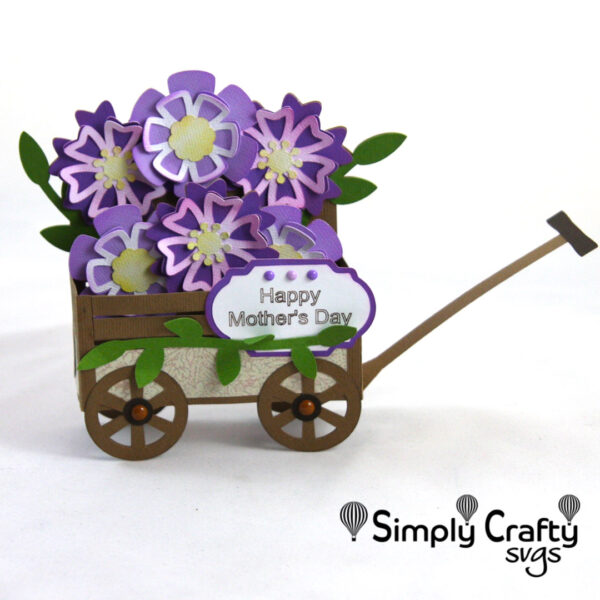 Wagon of Flowers Box Card SVG File