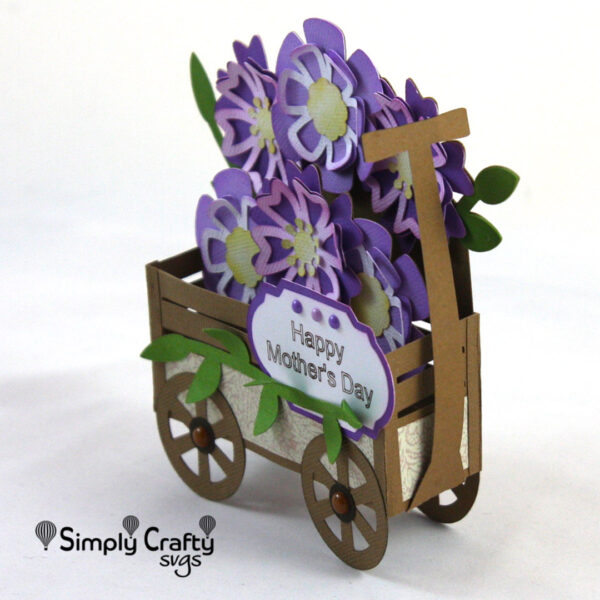 Wagon of Flowers Box Card SVG File