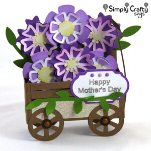 Wagon of Flowers Box Card SVG File