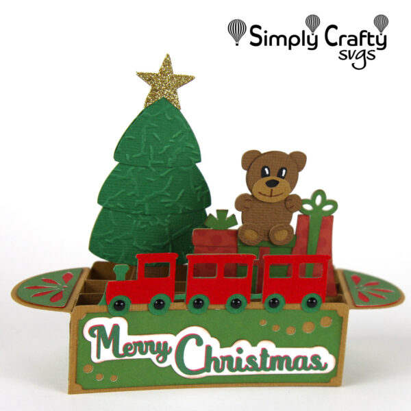 Christmas Tree with Train Box Card SVG