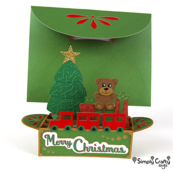 Christmas Tree with Train Box Card SVG