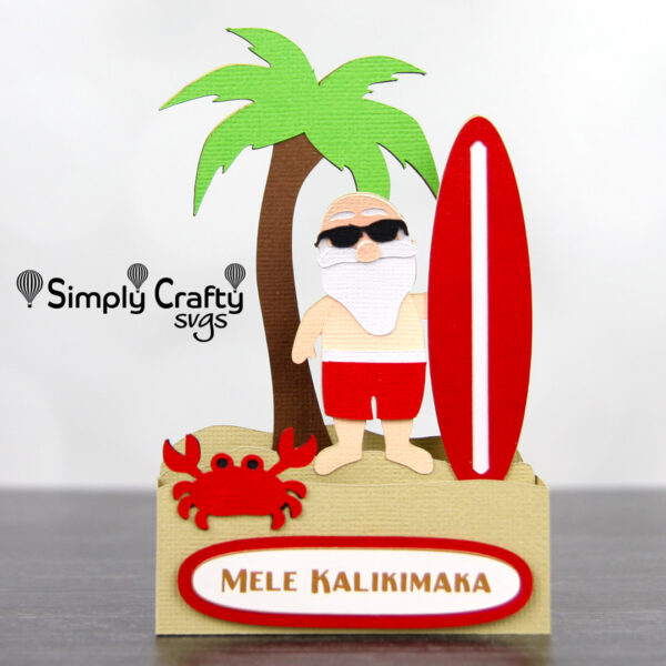 Surfing Santa Card SVG