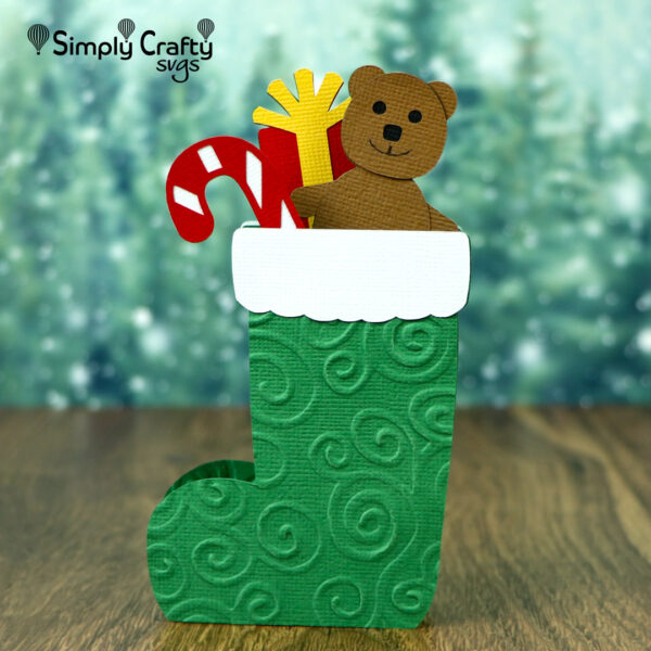 Teddy Bear Stocking Card SVG