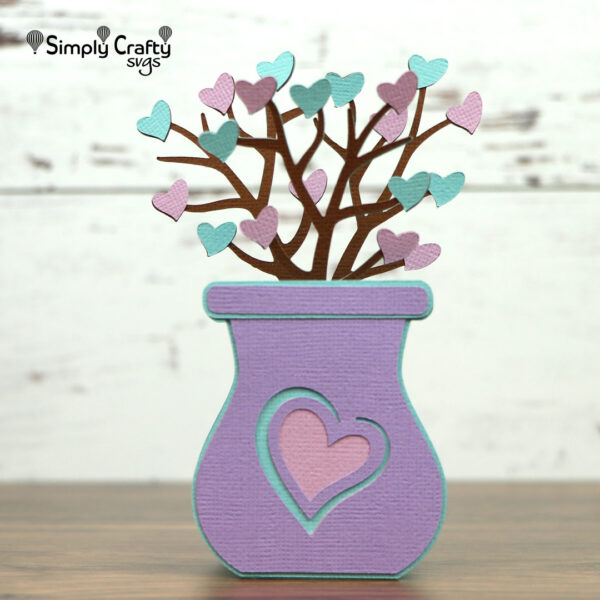 Vase with Hearts Card SVG