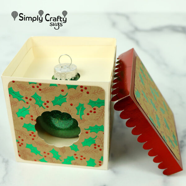 Ball Ornament Box with Lid 2.5 inches SVG