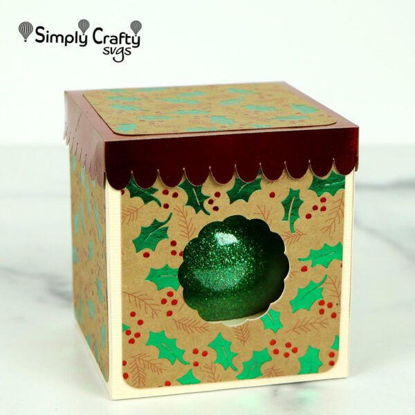 Ball Ornament Box with Lid 2.5 inches SVG