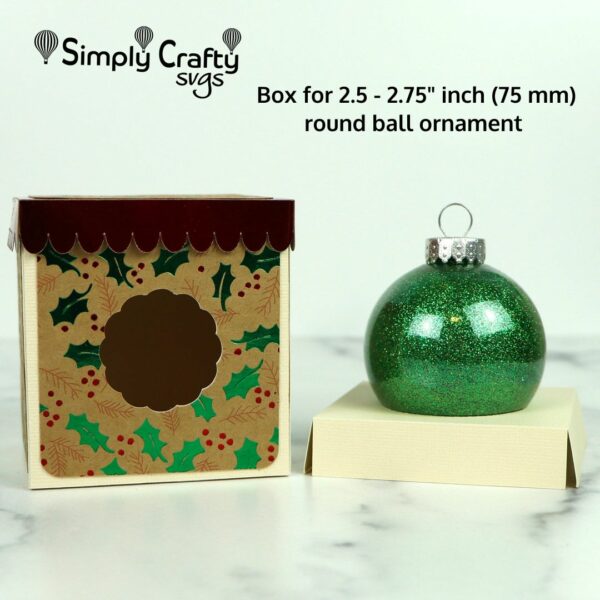 Ball Ornament Box with Lid 2.5 inches SVG