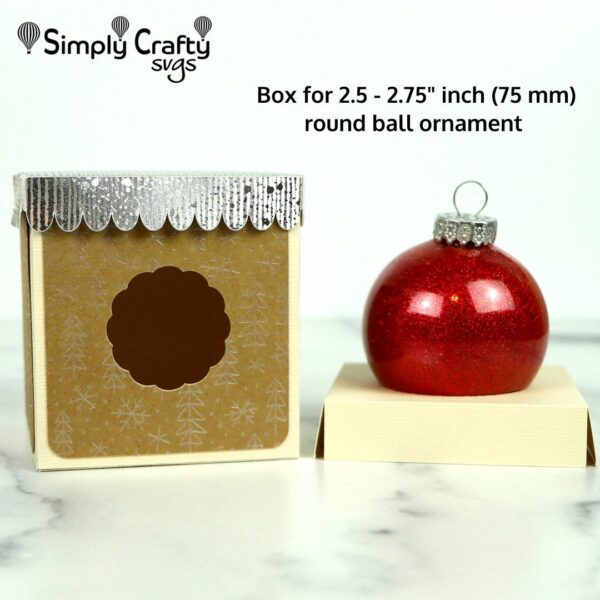 Ball Ornament Box with Lid 2.5 inches SVG