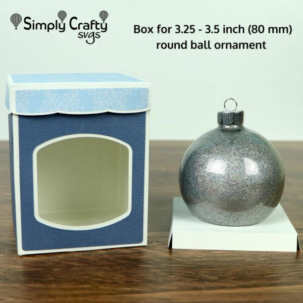 Ball Ornament Box with Lid 3.25 inches SVG