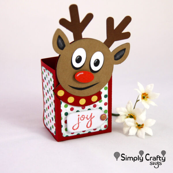 Smiley Reindeer Christmas Treat Box SVG