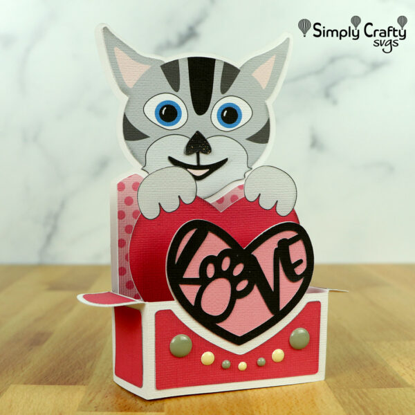 Cat Love Box Card SVG