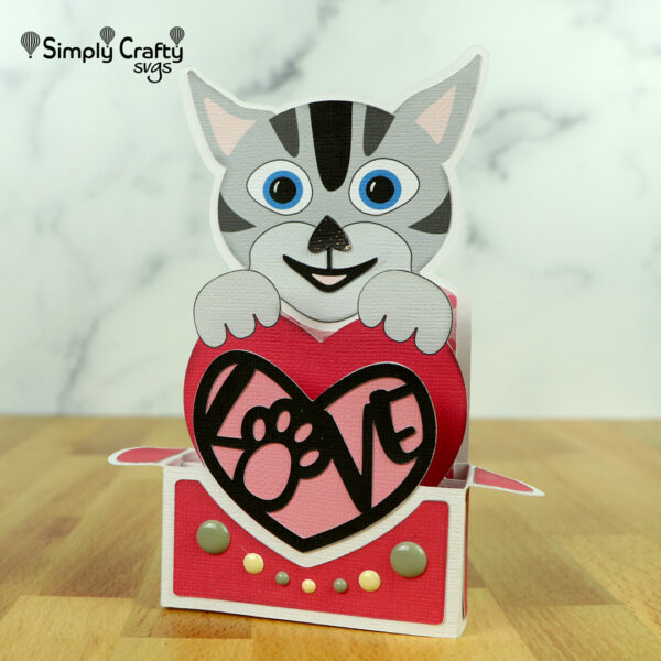 Cat Love Box Card SVG