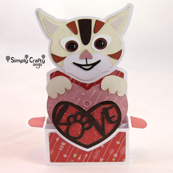 Cat Love Box Card SVG