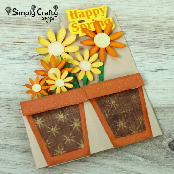 Spring Flower Pot Box Card SVG