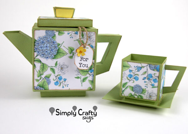 Square Teapot and Teacup SVG