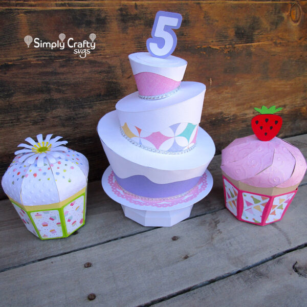 Topsy Turvy Cake SVG with Cupcake Boxes