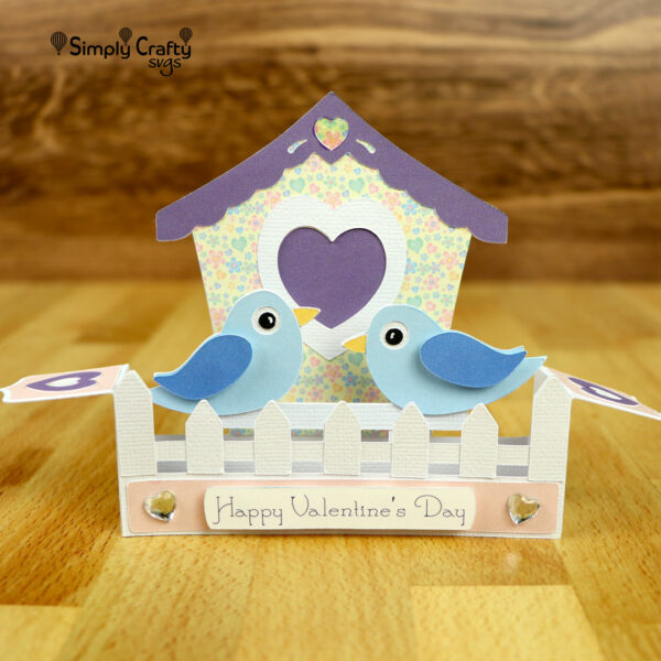 Valentine Birdhouse Box Card SVG