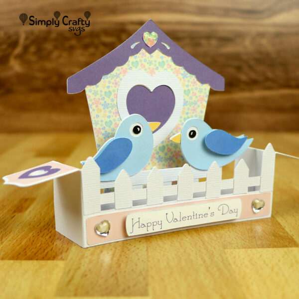 Valentine Birdhouse Box Card SVG