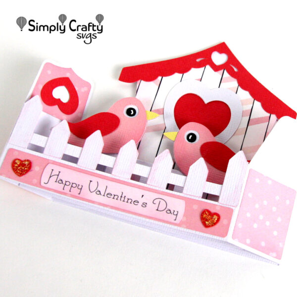 Valentine Birdhouse Box Card SVG