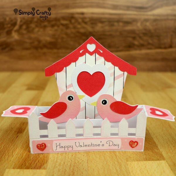 Valentine Birdhouse Box Card SVG