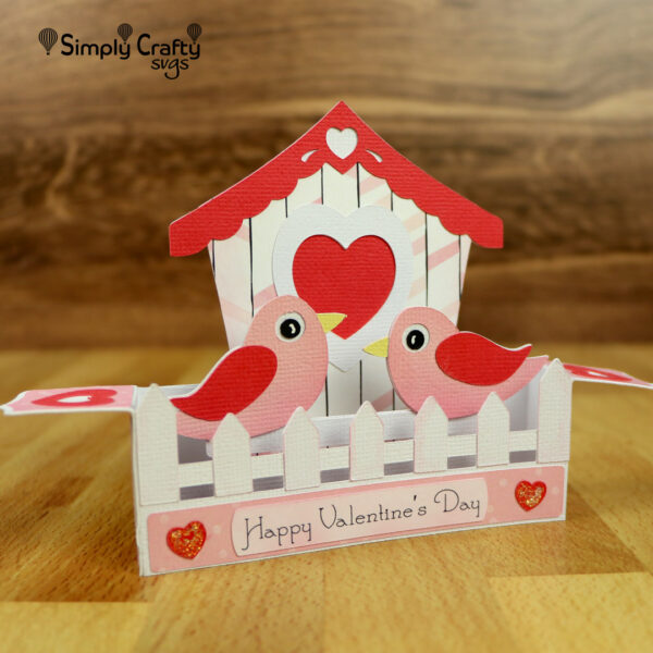 Valentine Birdhouse Box Card SVG