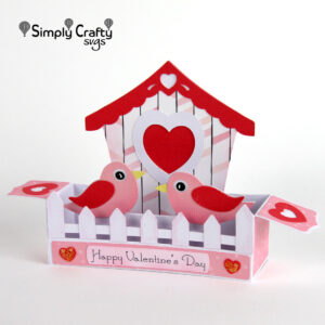 Valentine Birdhouse Box Card SVG