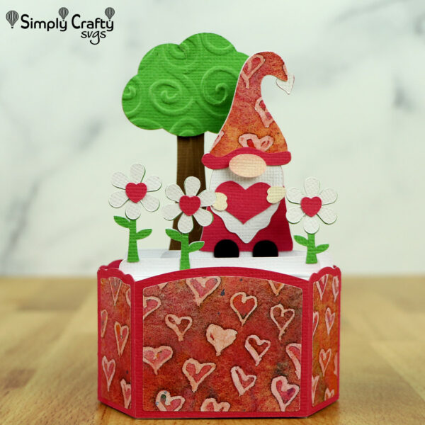 Valentine Gnome Box Card SVG