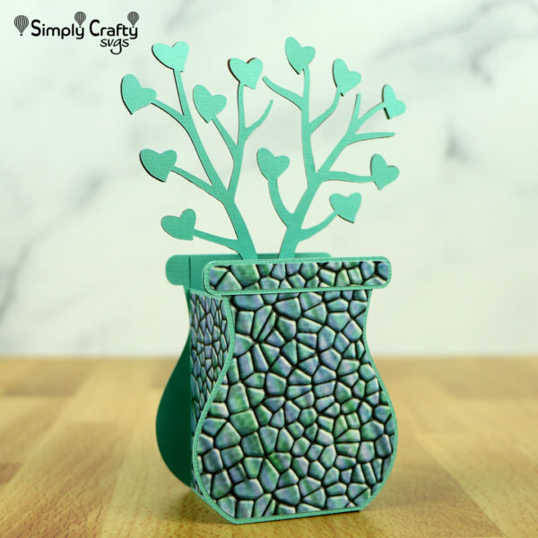 Vase with Hearts Box Card SVG