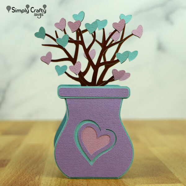 Vase with Hearts Box Card SVG