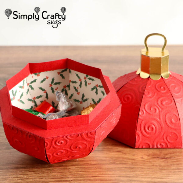 3D Round Ornament Box SVG with Candy